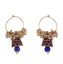 Traditional Indian Style Bali Jhumki Earrings Blue for Womens