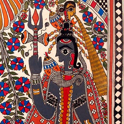 Lord Shiva and Parvati's Wedding - Madhubani Painting
