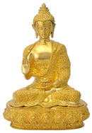 Golden Finish Brass Buddha Statue 16"