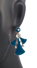 Fashionable Stone Studded Blue Dangle Earrings