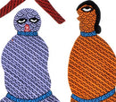 Gossipping Ladies - Gond Daily Life Painting