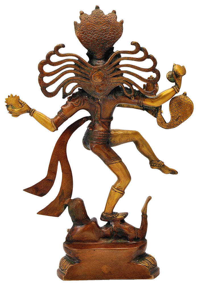 Unique Lord Nataraja Figurine with Shesh Naga Hood 17.50"