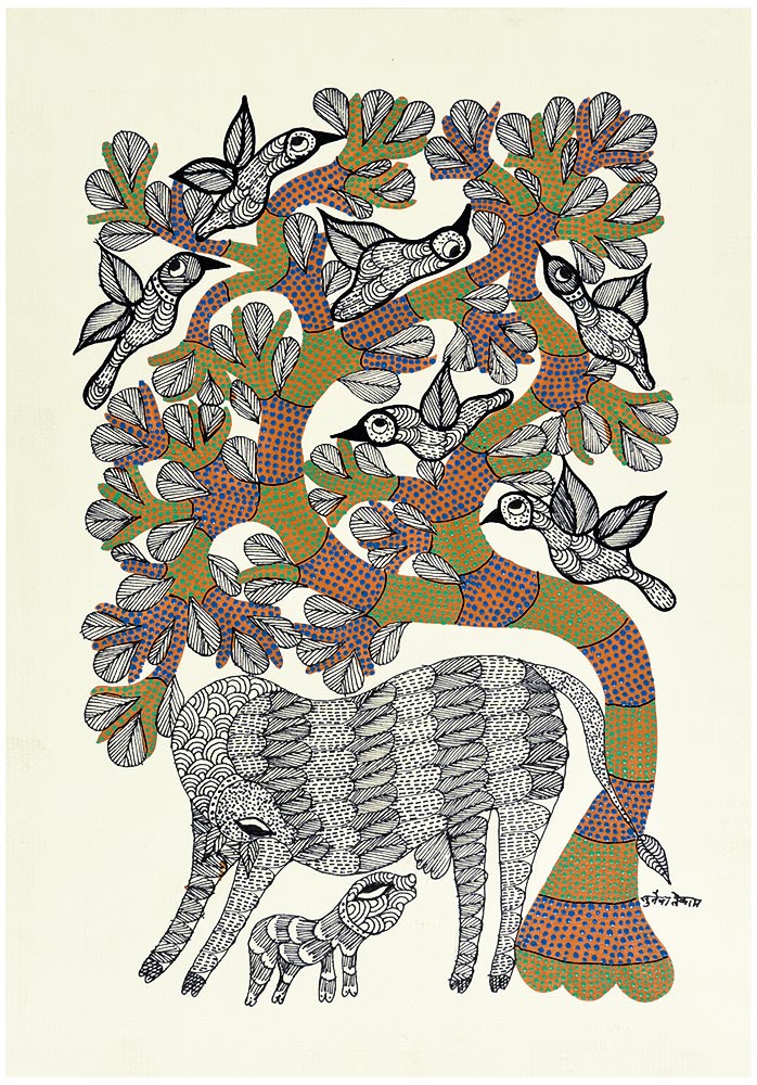 Cow and Calf Under the Tree