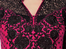 Fuchsia Kurta with Black Net 3/4th Sleeves
