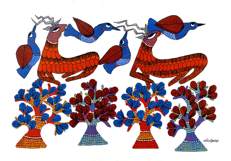 Nature and Life - Gond Art Panting