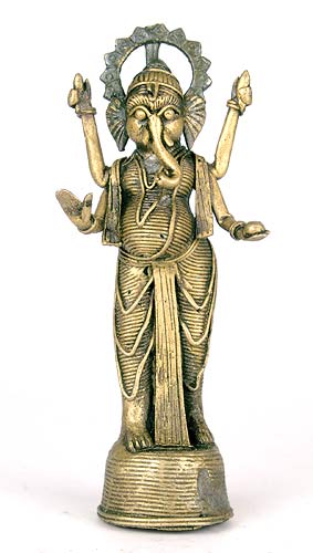 Chaturbhuj Lord Ganesha - Dhokra Sculpture