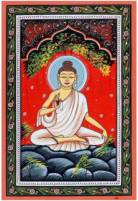 "Lord Buddha" Vishnu Dashavtar Patachitra Painting 19"