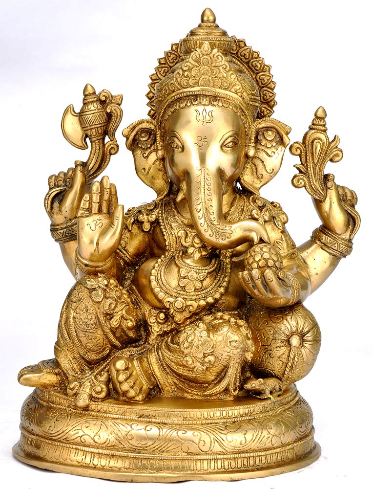 Resting Ganapati - Brass Sculpture