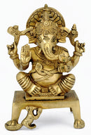 Lord Ganesha Seated on Chowki 7.75"