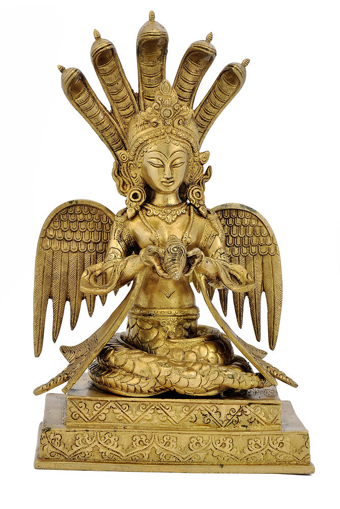 Brass Naag Kanya Statue 12.75"