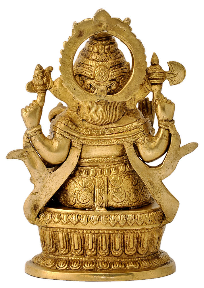 Seated Ekdanta Ganesha - Brass Figure