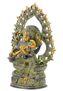 Goddess Saraswati Brass Figurine 10.5"