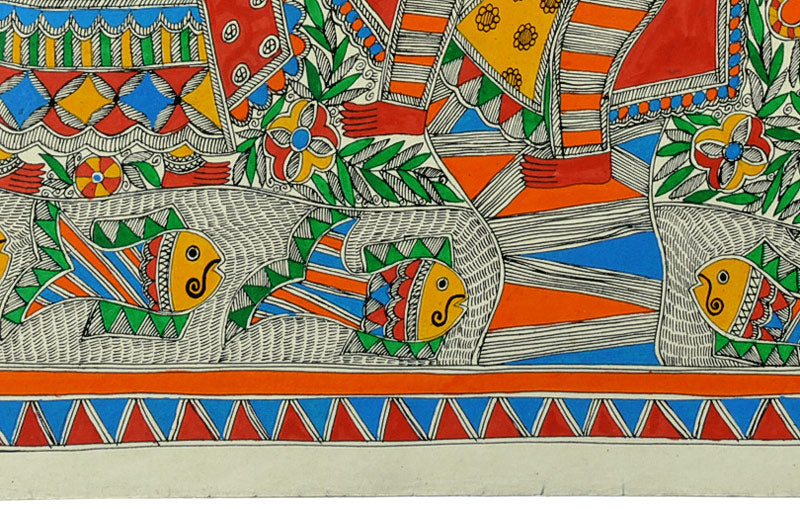 His Mesmerizing Tunes - Traditional Mithila Painting