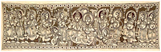 "Shri Ram Durbar" Cotton Kalamkari Painting