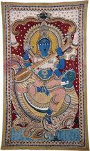 Goddess Saraswati Seated on Hansa - Large Kalamkari Painting