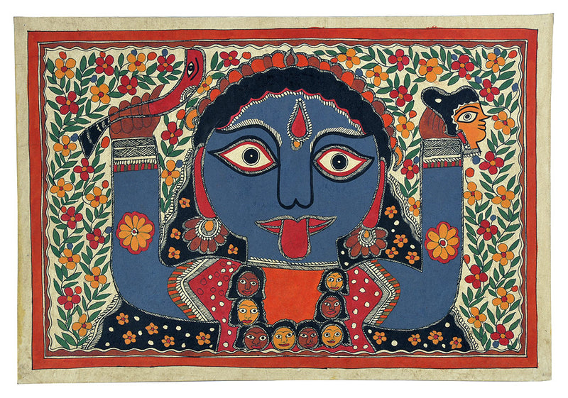 Devi Kali Maa Portrait - Mithila Folkart Painting