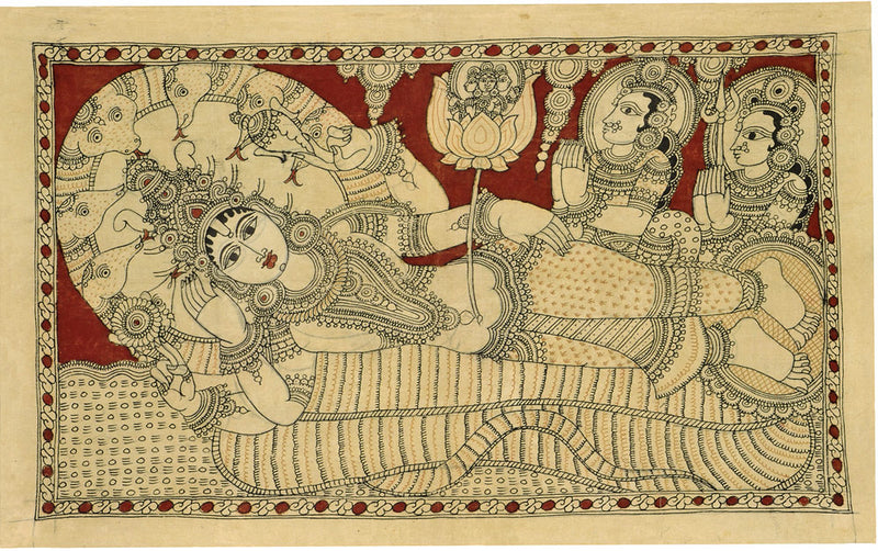 Resting Vishnu Kalamkari Painting