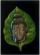 Bodhi Leaf Buddha - Handmade Velvet Painting