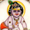 Baby Krishna Holding Laddoo - Marble Painting