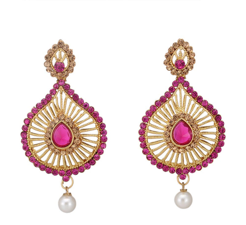 Magenta Dangle Drop Earrings