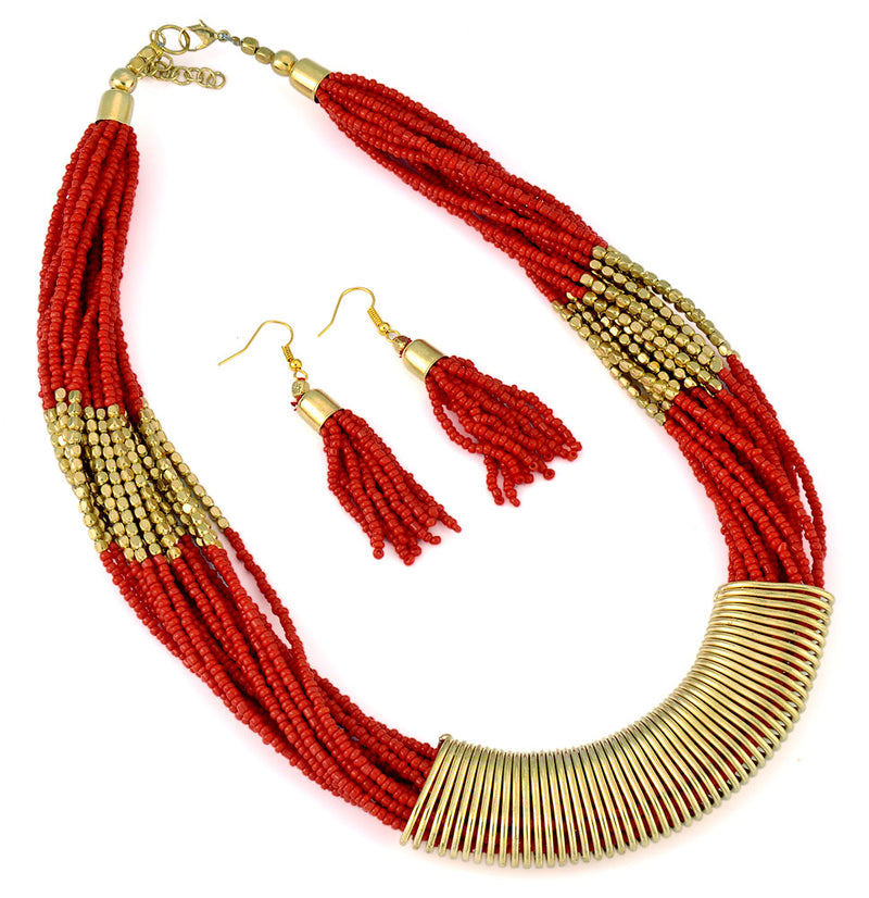 Glass Bead Necklace 'Coral Charm'