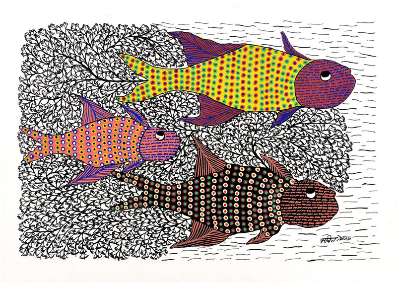 Fishes - Gond Folk Art