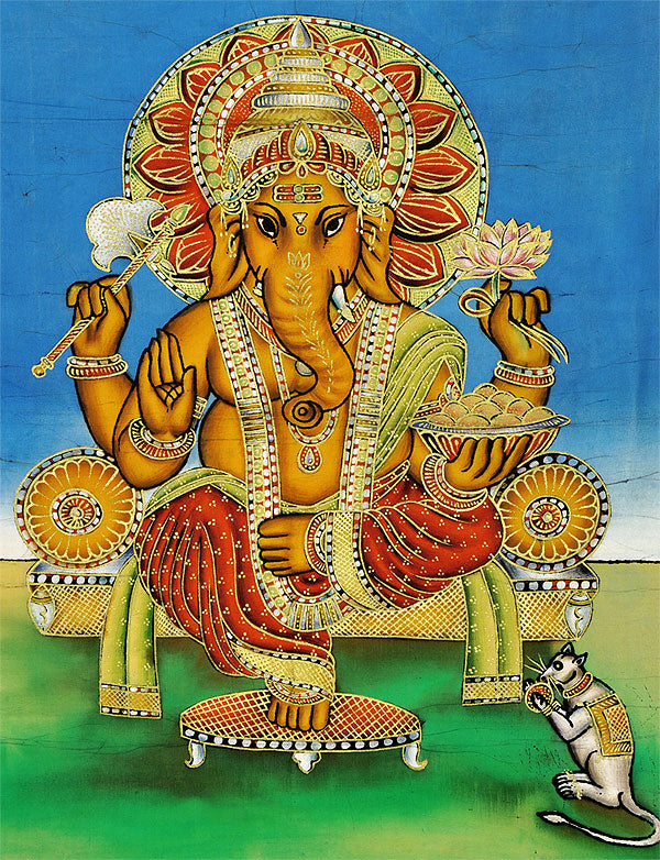 Lord Vinayak - Indian Batik Art Painting