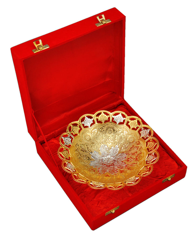 Elegant Gold & Silver Plated Serving Bowl