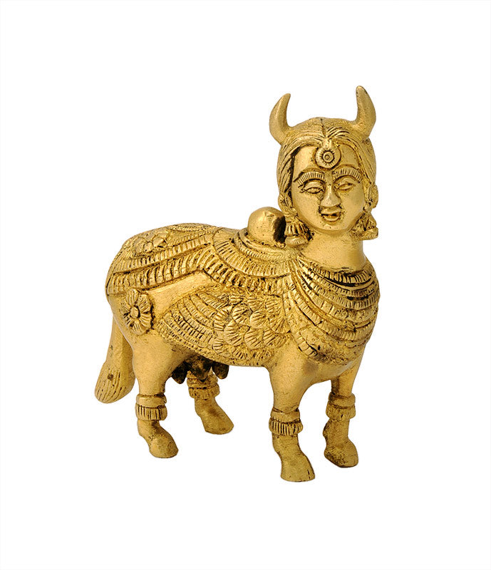 Small Kamadhenu Cow in Brass 4"