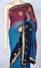 Burgandy Sea Green & Navy Blue Saree
