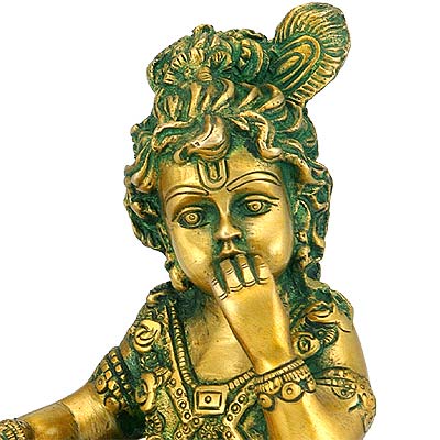 Makhanchor Lord Krishna - Brass Sculpture