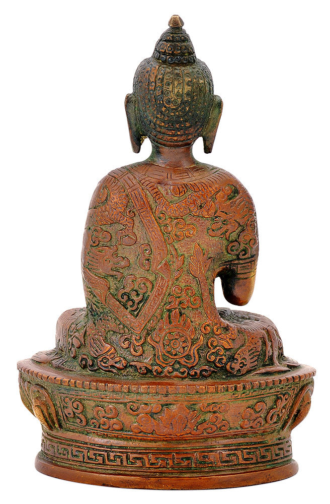 Brass Medicine Buddha in Golden Brown Finish