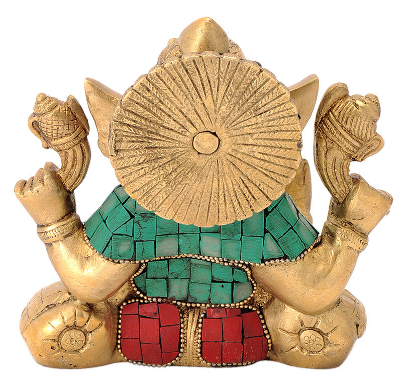 Handmade Ganesha Brass Figurine 5.20"