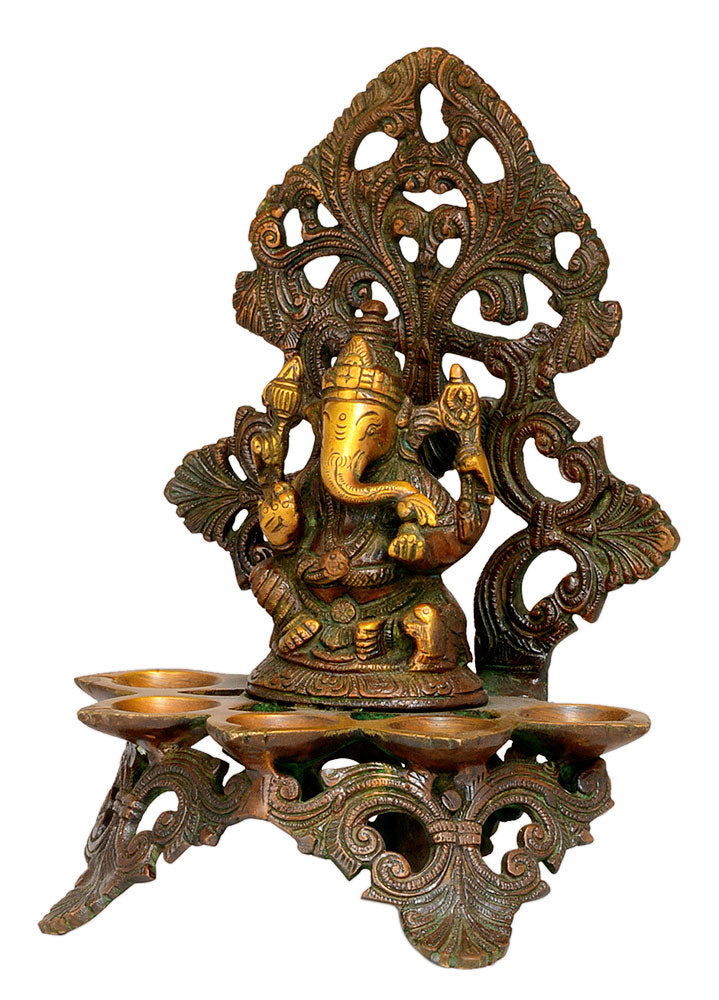 Lord Ganesha Five Wick Lamp