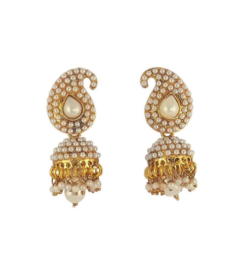 Bollywood Ethnic Fashion Gold Tone Pearl Jhumki Earring Indian Traditional Jewelry