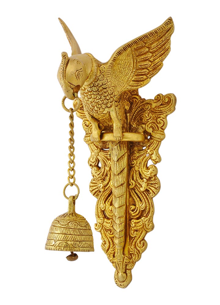 Hanging Parrot Welcome Bell in Brass