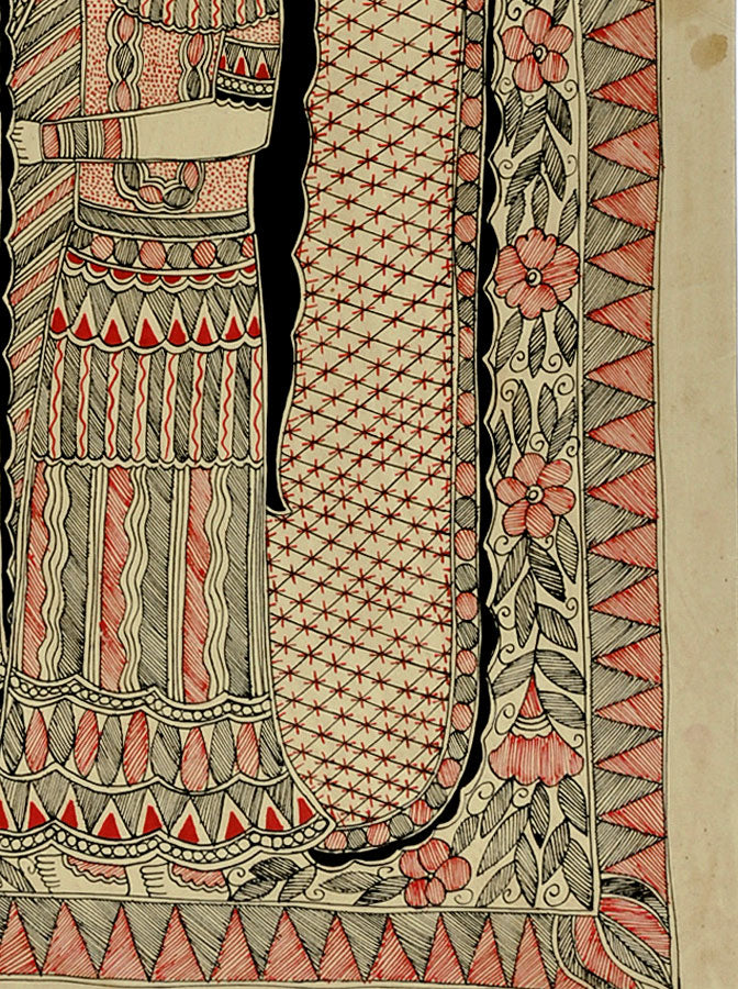 Madhubani Painting 'Radha Krishna'