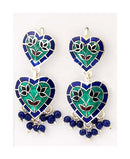 Silver Enamel Earrings "Singing Hearts"