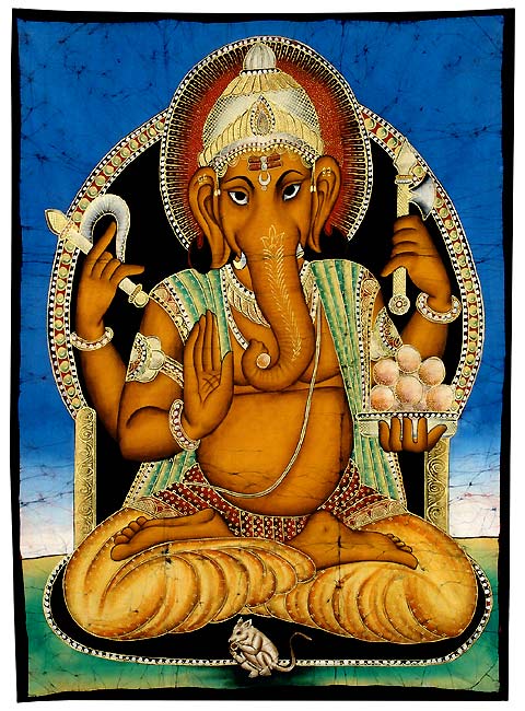 Mangal Ganesha with Modaks - Batik Painting