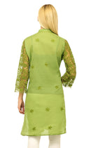 Cool Olive Green Embroidered Cotton Kurti