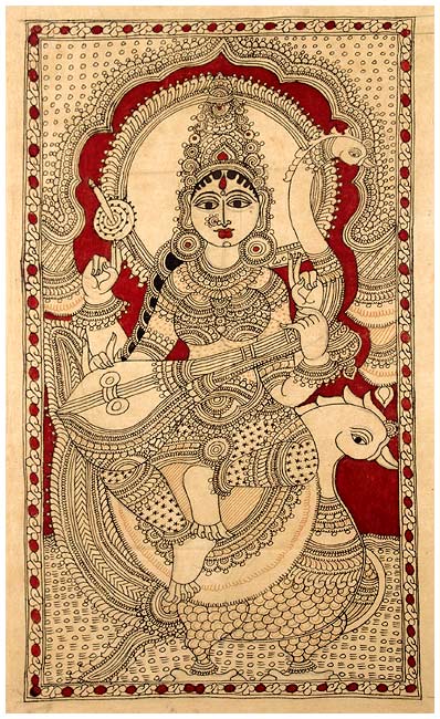 "Goddess of Art & Learning" Kalamkari Painitng