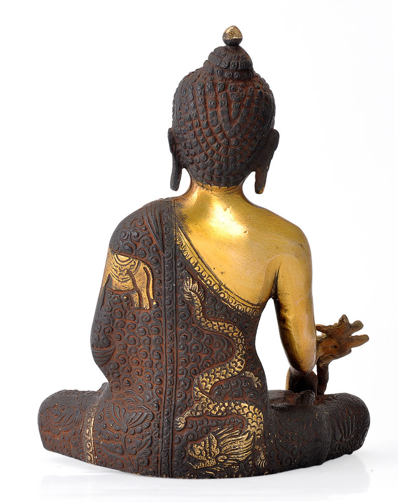 Tibetan Medicine Buddha Old Rustic Finish Statue 8"