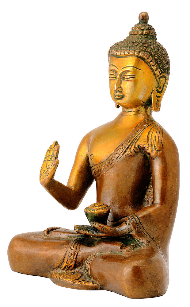 Antiquated Brass Buddha in Golden Brown Finish