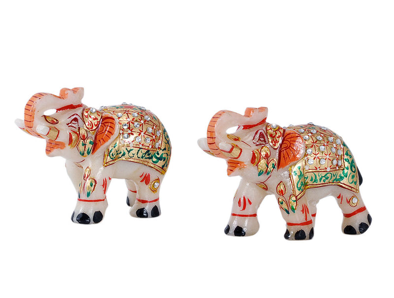 Royal Elephants - Handcarved Marble Statues