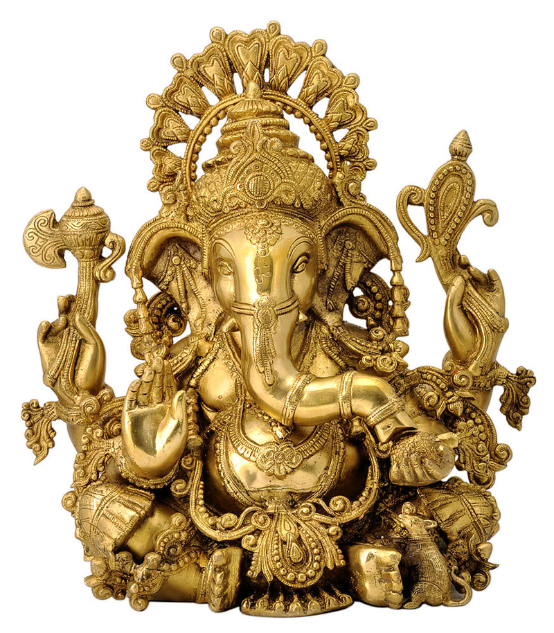 Brass Ganapati Maharaj Figurine 16.50"