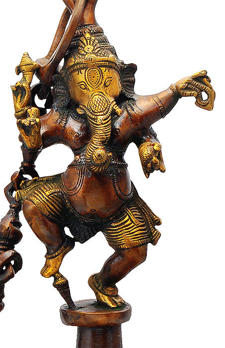 Dancing Lord Ganesha Deocrative Brass Bell 21.50"