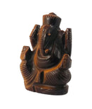 Lord Ganesha Tiger Eye Stone Statue 2.25"