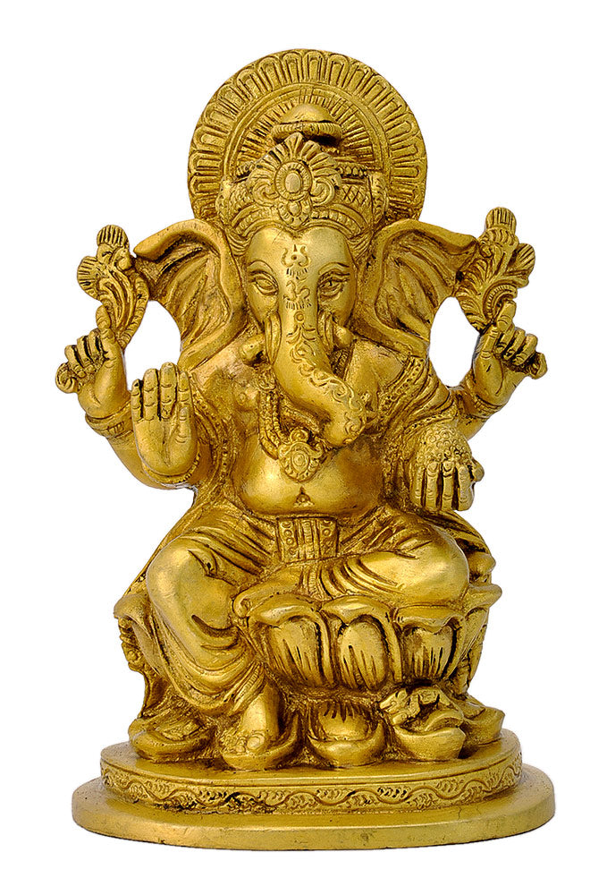 Brass Shri Ganesh in Golden Finish
