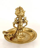 Hanging Mayur Oil Lamp in Brass
