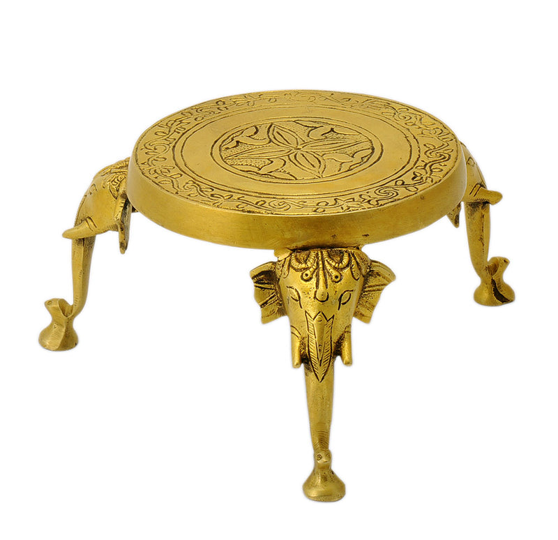 Decorative Brass Chowki with Elephant Design